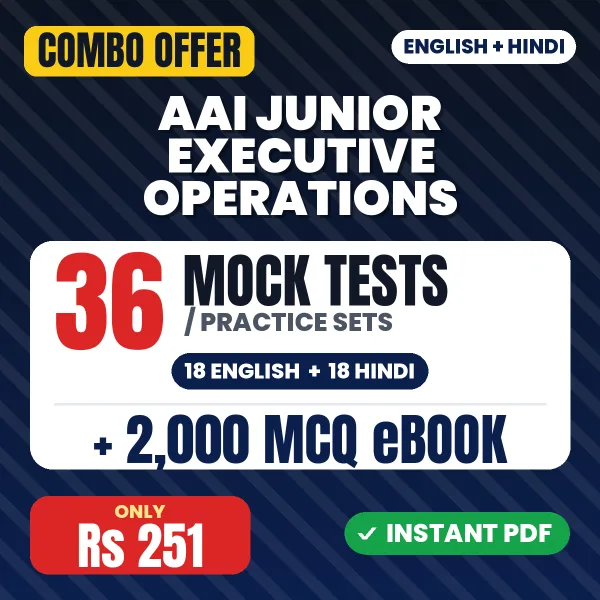 AAI Junior Executive (Operations) Exam – 36 Most Important Mock Tests / Practice Sets and 2000 MCQ eBook | English & Hindi Medium PDF Download
