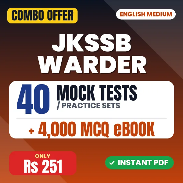 JKSSB Warder Exam – 40 Most Important Mock Tests / Practice Sets and 4000 MCQ eBook | English Medium PDF Download