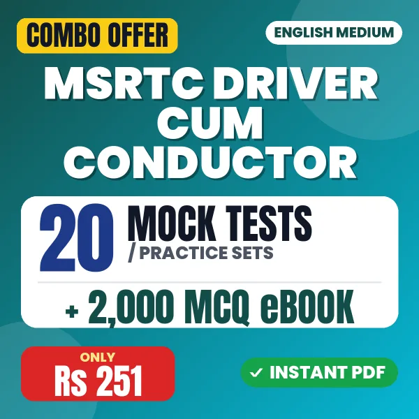 MSRTC Driver Cum Conductor Exam – 20 Most Important Mock Tests / Practice Sets and 2000 MCQ eBook | English Medium PDF Download