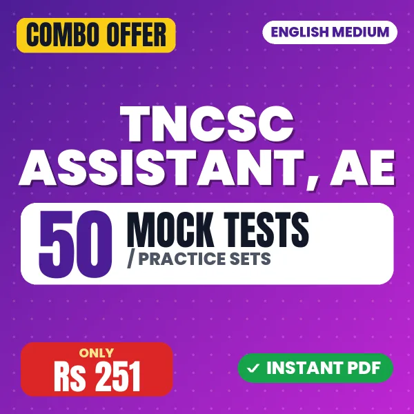 TNCSC Assistant Exam – 50 Most Important Mock Tests / Practice Sets | English Medium PDF Download