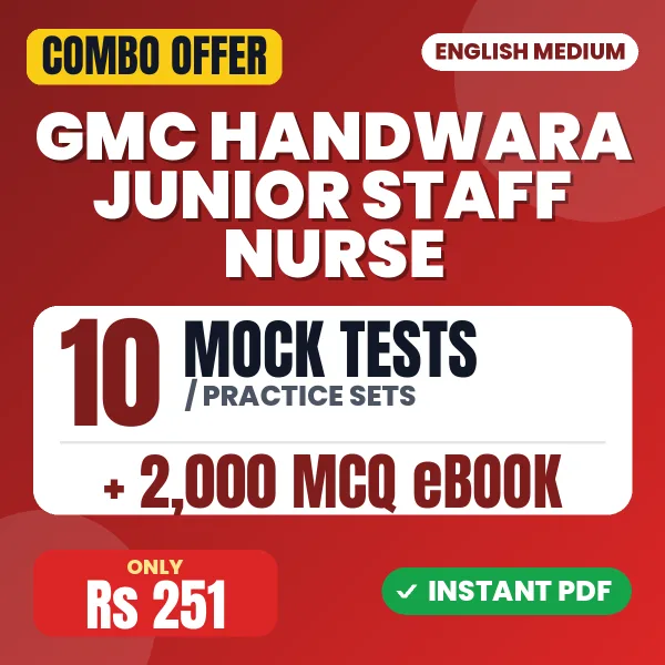 GMC Handwara Junior Staff Nurse Exam – 10 Most Important Mock Tests / Practice Sets and 2000 MCQ eBook | English Medium PDF Download