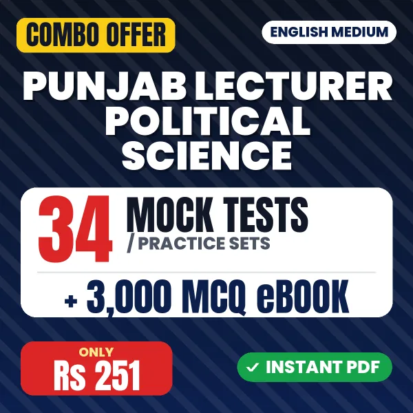 Punjab Lecturer Political Science (Paper 2) Exam – 34 Most Important Mock Tests / Practice Sets and 3000 MCQ eBook | English Medium PDF Download