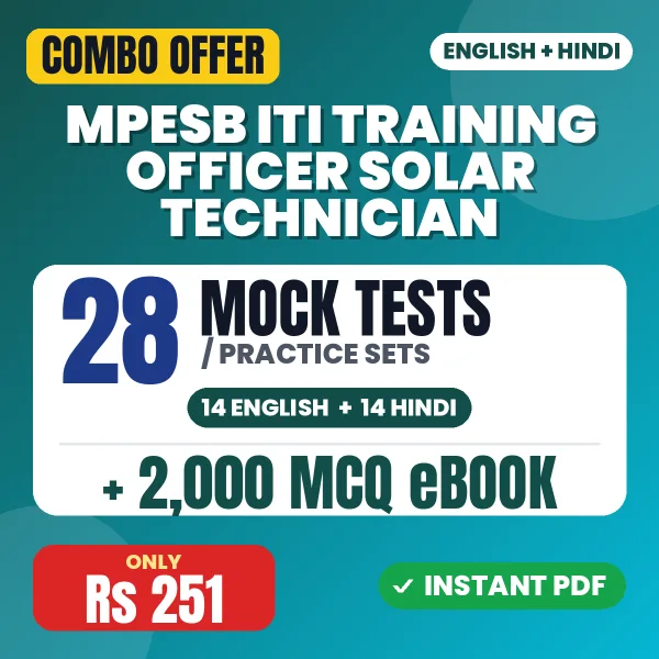 MPESB ITI Training Officer (Solar Technician) Exam – 28 Most Important Mock Tests / Practice Sets and 2000 MCQ eBook | English & Hindi Medium PDF Download