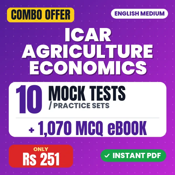 ICAR AIEEA Agriculture Economics Exam – 10 Most Important Mock Tests / Practice Sets and 1070 MCQ eBook | English Medium PDF Download