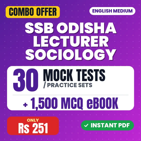 SSB Odisha Lecturer Sociology Exam – 30 Most Important Mock Tests / Practice Sets and 1500 MCQ eBook | English Medium PDF Download