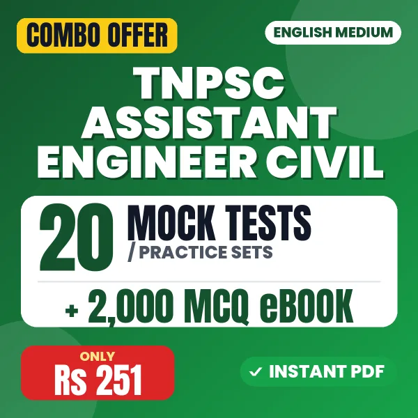 TNPSC Assistant Engineer (Civil) Exam Paper 1 – 20 Most Important Mock Tests / Practice Sets and 2000 MCQ eBook | English Medium PDF Download