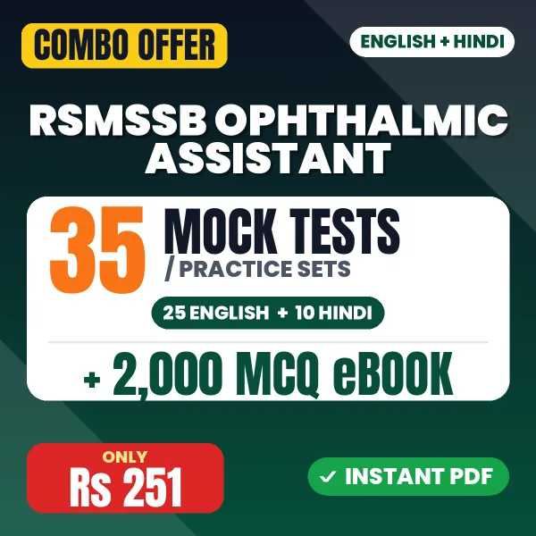 RSMSSB Ophthalmic Assistant Exam – 35 Most Important Mock Tests / Practice Sets and 2000 MCQ eBook | English & Hindi Medium PDF Download