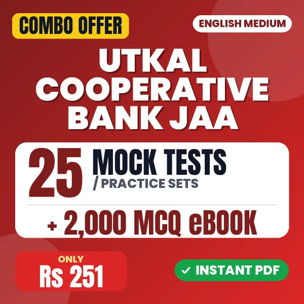 Utkal Cooperative Bank Junior Accounts Assistant Exam – 25 Most Important Mock Tests / Practice Sets and 2000 MCQ eBook | English Medium PDF Download