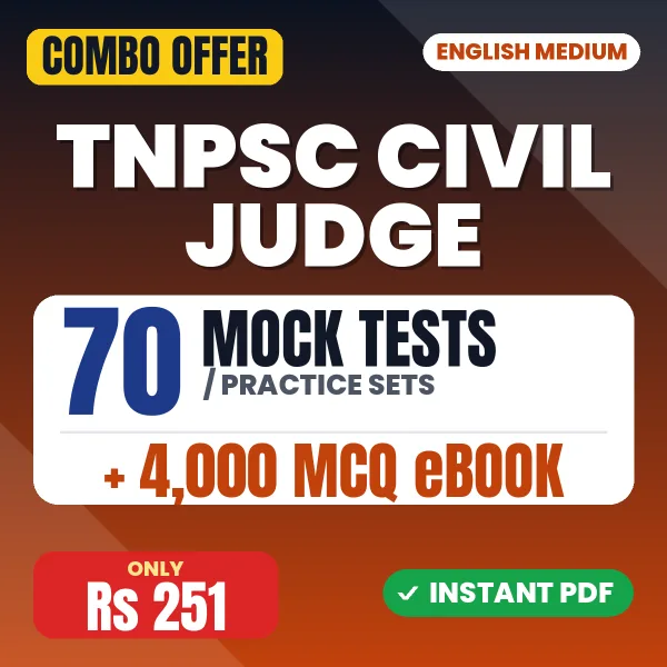 TNPSC Civil Judge Prelims Exam – 70 Most Important Mock Tests / Practice Sets and 4000 MCQ eBook | English Medium PDF Download