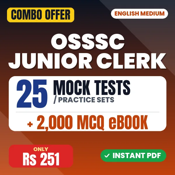 OSSSC Junior Clerk Paper-II Exam – 25 Most Important Mock Tests / Practice Sets and 2000 MCQ eBook | English Medium PDF Download