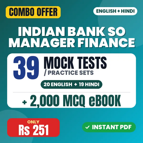 Indian Bank SO (Manager & Senior Manager Finance) Exam – 39 Most Important Mock Tests / Practice Sets and 2000 MCQ eBook | English & Hindi Medium PDF Download