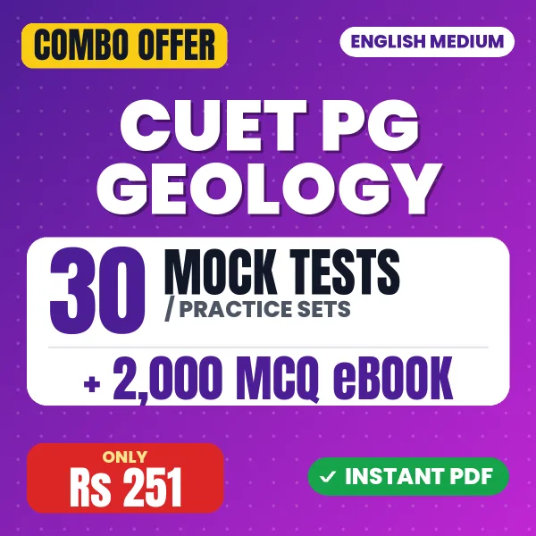 CUET PG (Geology) Exam – 30 Most Important Mock Tests / Practice Sets and 2000 MCQ eBook | English Medium PDF Download