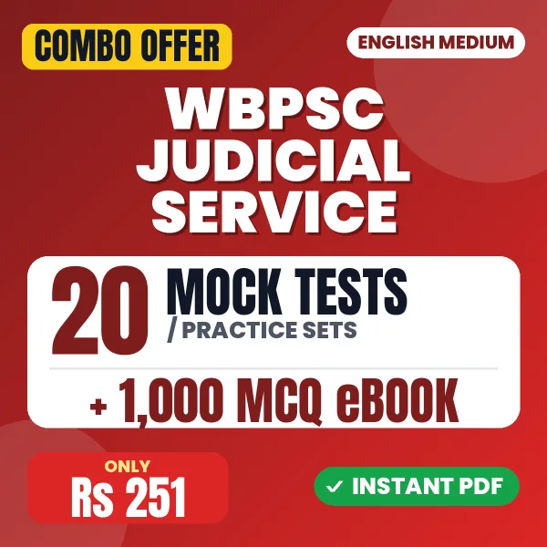 WBPSC Judicial Service Prelims Exam – 20 Most Important Mock Tests / Practice Sets and 1000 MCQ eBook | English Medium PDF Download