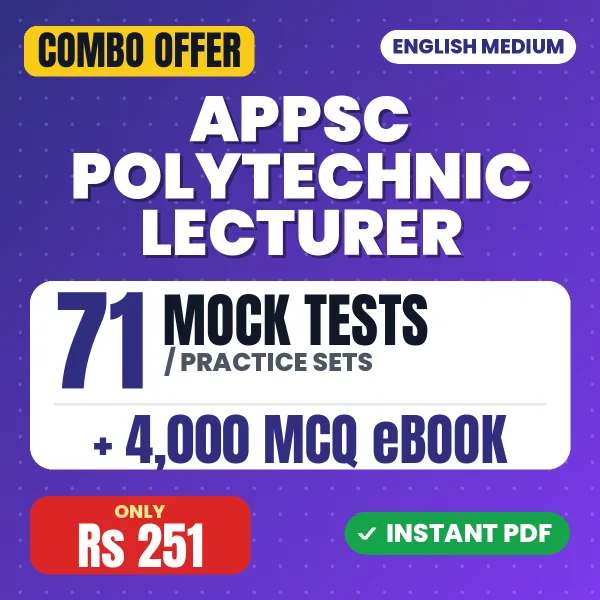 APPSC Polytechnic Lecturer Paper-1 Exam – 71 Most Important Mock Tests / Practice Sets and 4000 MCQ eBook | English Medium PDF Download