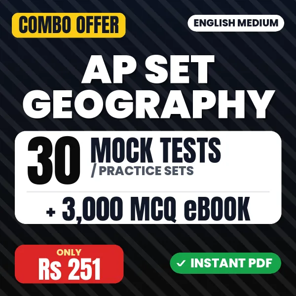 AP SET Geography Exam Paper 2 – 30 Most Important Mock Tests / Practice Sets and 3000 MCQ eBook | English Medium PDF Download