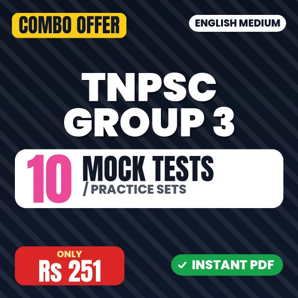 TNPSC Group 3 Exam – 10 Most Important Mock Tests / Practice Sets | English Medium PDF Download