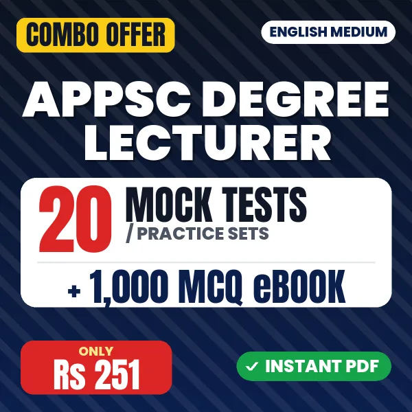 APPSC Degree Lecturers Exam Paper II (English) – 20 Most Important Mock Tests / Practice Sets and 1000 MCQ eBook | English Medium PDF Download
