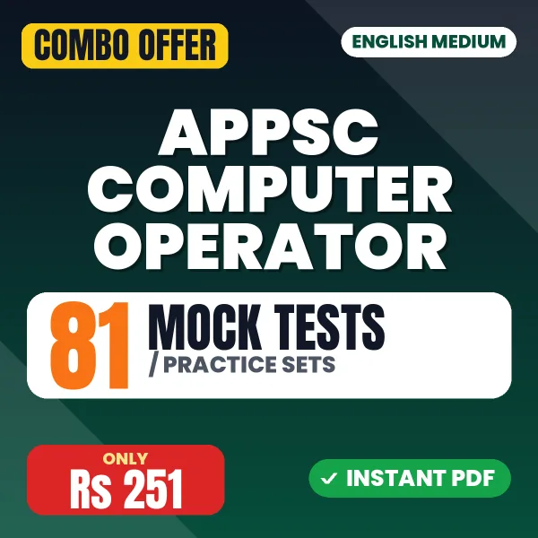 APPSC Computer Operator Exam – 81 Most Important Mock Tests / Practice Sets | English Medium PDF Download