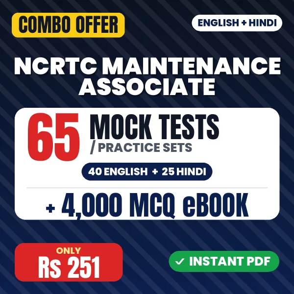 NCRTC Maintenance Associate Electrical Exam – 65 Most Important Mock Tests / Practice Sets and 4000 MCQ eBook | English & Hindi Medium PDF Download