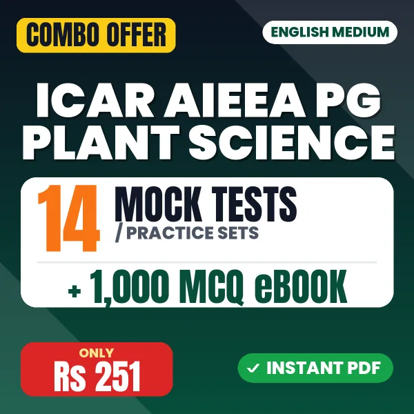 ICAR PG Plant Science Exam – 14 Most Important Mock Tests / Practice Sets and 1000 MCQ eBook | English Medium PDF Download