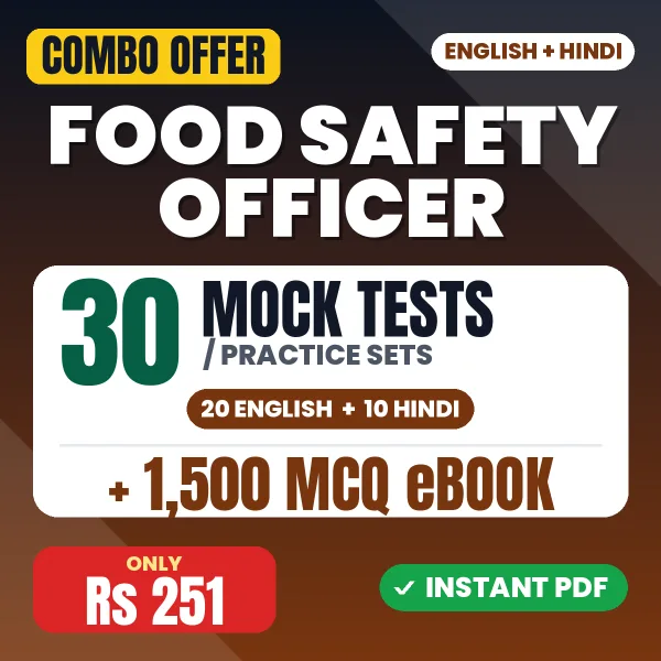 Food Safety Officer Exam – 30 Most Important Mock Tests / Practice Sets and 1500 MCQ eBook | English & Hindi Medium PDF Download