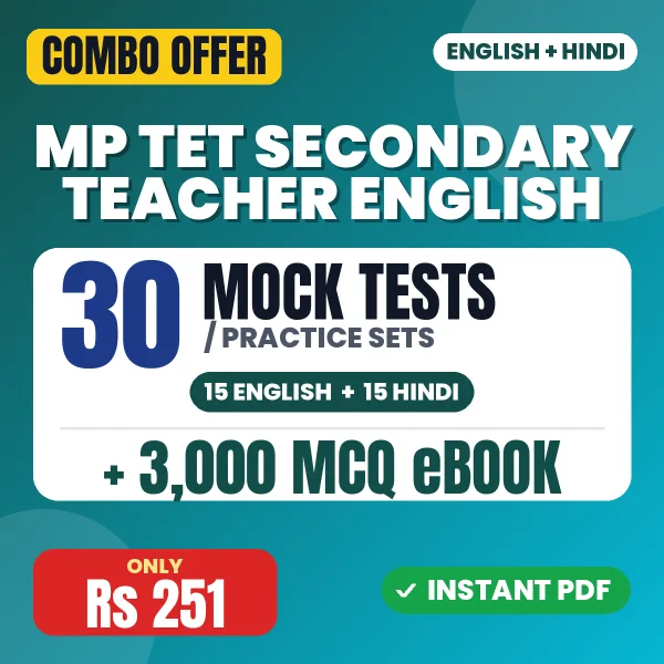 MP TET Secondary Teacher (English) Exam – 30 Most Important Mock Tests / Practice Sets and 3000 MCQ eBook | English & Hindi Medium PDF Download