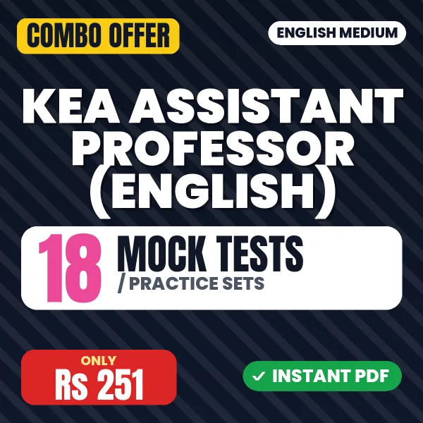 KEA Assistant Professor (English) Exam Paper III – 18 Most Important Mock Tests / Practice Sets | English Medium PDF Download