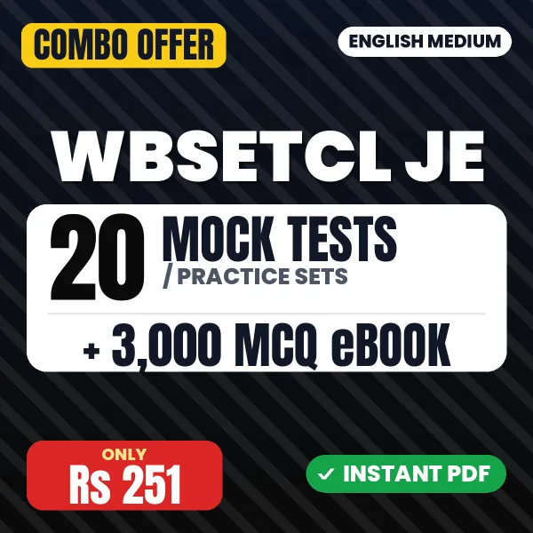 WBSETCL JE Exam (Civil) – 20 Most Important Mock Tests / Practice Sets and 3000 MCQ eBook | English Medium PDF Download