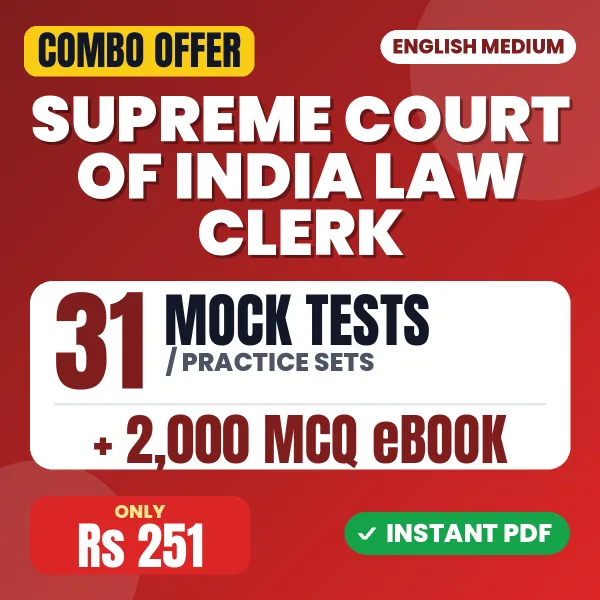 Supreme Court of India Law Clerk Exam – 31 Most Important Mock Tests / Practice Sets and 2000 MCQ eBook | English Medium PDF Download