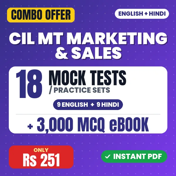 CIL Management Trainee Marketing & Sales Exam – 18 Most Important Mock Tests / Practice Sets and 3000 MCQ eBook | English & Hindi Medium PDF Download