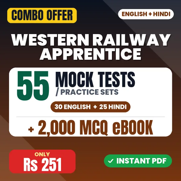 RRC â€‹Western Railway Apprentice Exam – 55 Most Important Mock Tests / Practice Sets and 2000 MCQ eBook | English & Hindi Medium PDF Download
