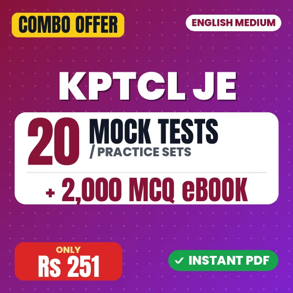 KPTCL Junior Engineer Exam (Civil) – 20 Most Important Mock Tests / Practice Sets and 2000 MCQ eBook | English Medium PDF Download