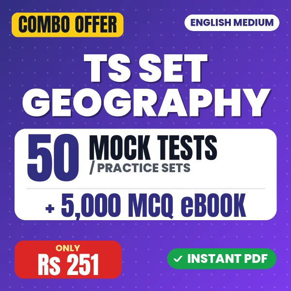 Telangana SET Geography Paper 2 Exam – 50 Most Important Mock Tests / Practice Sets and 5000 MCQ eBook | English Medium PDF Download