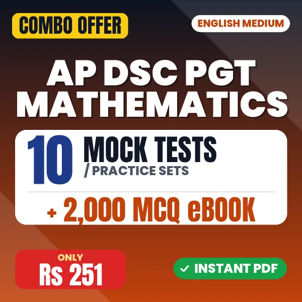 AP DSC PGT (Mathematics) Paper 2 Exam – 10 Most Important Mock Tests / Practice Sets and 2000 MCQ eBook | English Medium PDF Download
