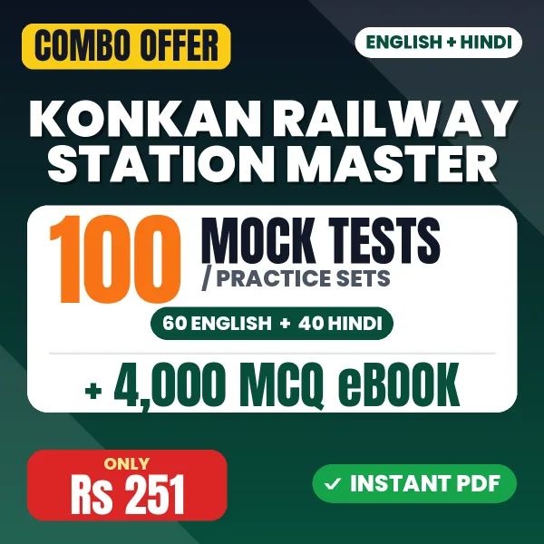 Konkan Railway Station Master Exam – 100 Most Important Mock Tests / Practice Sets and 4000 MCQ eBook | English & Hindi Medium PDF Download