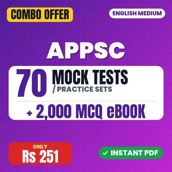 APPSC Prelims Exam Paper 1 – 70 Most Important Mock Tests / Practice Sets and 2000 MCQ eBook | English Medium PDF Download