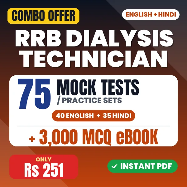 RRB Dialysis Technician Exam – 75 Most Important Mock Tests / Practice Sets and 3000 MCQ eBook | English & Hindi Medium PDF Download