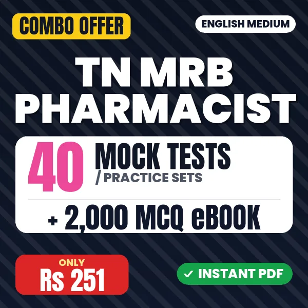 TN MRB Pharmacist Exam – 40 Most Important Mock Tests / Practice Sets and 2000 MCQ eBook | English Medium PDF Download