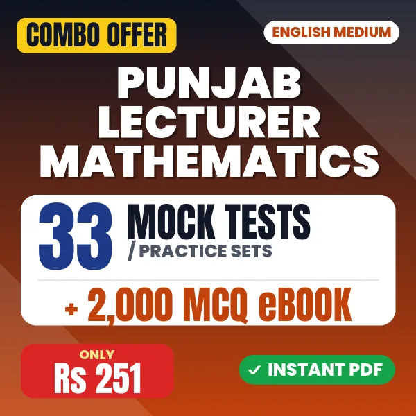 Punjab Lecturer Mathematics Exam Paper 2 – 33 Most Important Mock Tests / Practice Sets and 2000 MCQ eBook | English Medium PDF Download
