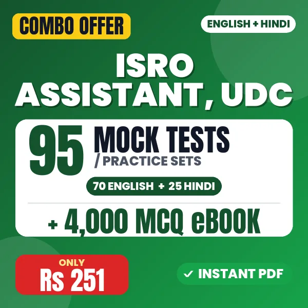 ISRO Assistant & UDC Exam – 95 Most Important Mock Tests / Practice Sets and 4000 MCQ eBook | English & Hindi Medium PDF Download