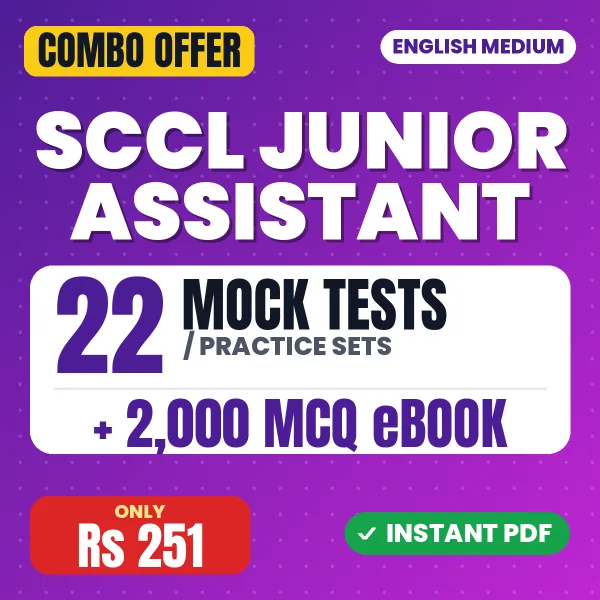 SCCL Junior Assistant Exam – 22 Most Important Mock Tests / Practice Sets and 2000 MCQ eBook | English Medium PDF Download
