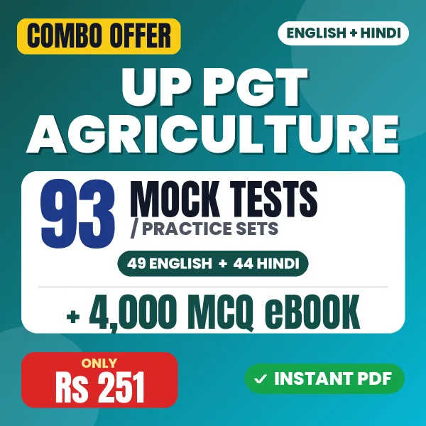 UP PGT Agriculture Exam – 93 Most Important Mock Tests / Practice Sets and 4000 MCQ eBook | English & Hindi Medium PDF Download