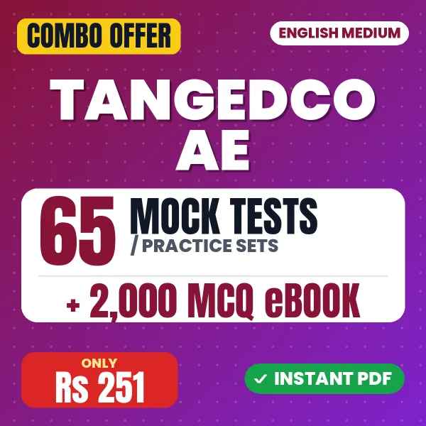 TANGEDCO AE (Electrical & electronics engineering) Exam in English – 65 Most Important Mock Tests / Practice Sets and 2000 MCQ eBook | English Medium PDF Download