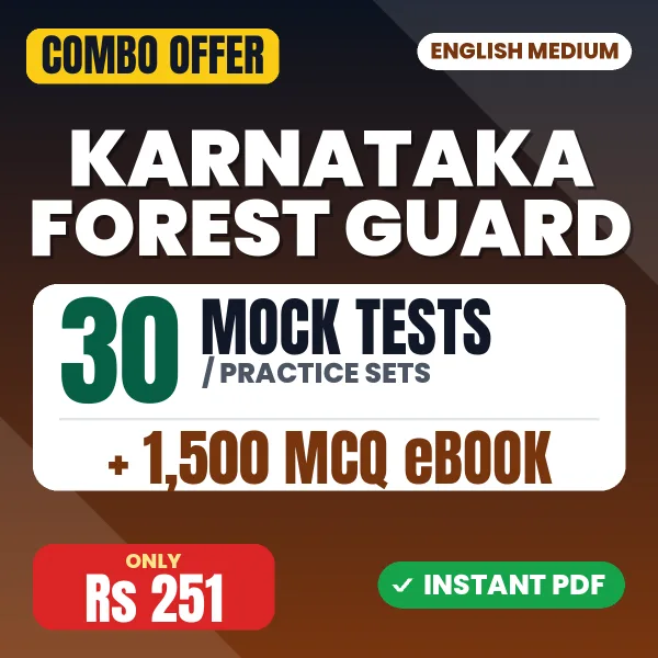 Karnataka Forest Guard Exam – 30 Most Important Mock Tests / Practice Sets and 1500 MCQ eBook | English Medium PDF Download