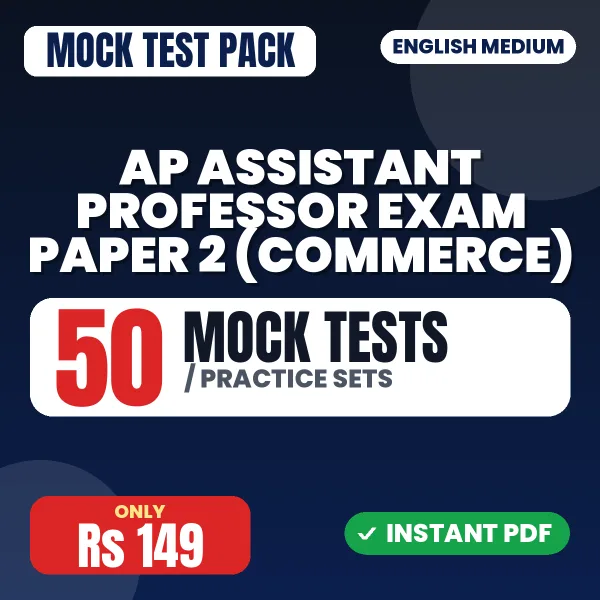 AP Assistant Professor Exam Paper 2 (Commerce) – 50 Mock Tests / Practice Sets | English Medium PDF Download