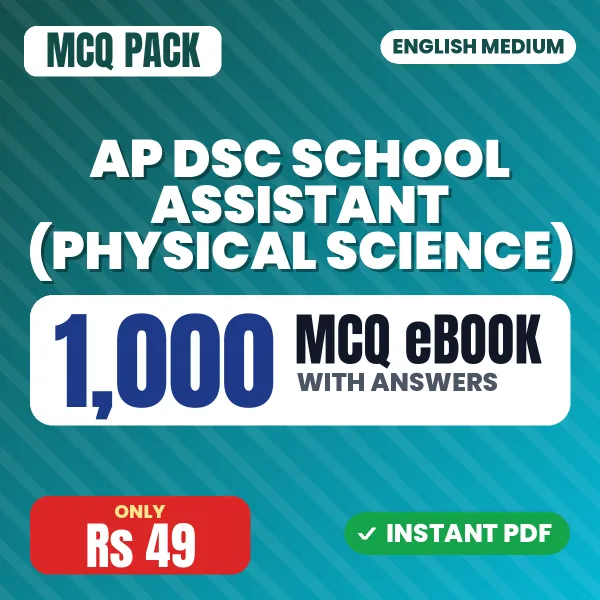 AP DSC School Assistant (Physical Science) Exam – 1000 MCQ eBook with Answers | English Medium PDF Download