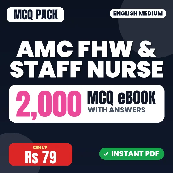 AMC FHW & Staff Nurse Exam – 2000 MCQ eBook with Answers | English Medium PDF Download