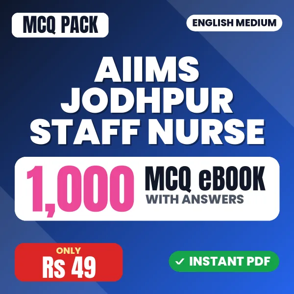 AIIMS Jodhpur Staff Nurse Exam – 1000 MCQ eBook with Answers | English Medium PDF Download