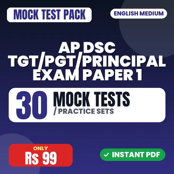 AP DSC TGT/PGT/Principal Exam Paper 1 – 30 Mock Tests / Practice Sets | English Medium PDF Download