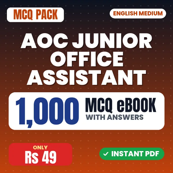 AOC Junior Office Assistant Exam – 1000 MCQ eBook with Answers | English Medium PDF Download